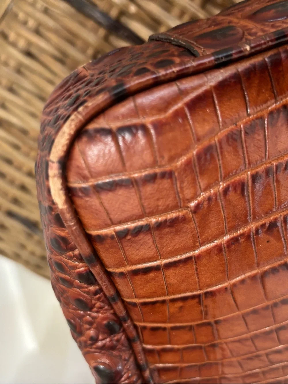 Brahmin Brown Croc-Embossed Leather Laptop Briefcase